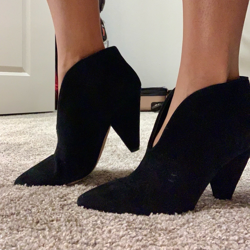Black suede 7.5 Vince Camuto Ankle booties.